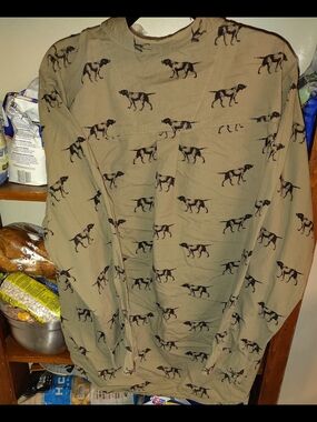 Wrangler Tan Button-Down Shirt with Black Dog Print